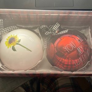 Rae Dunn Ornament set  of 2 “You Are My Sunshine”